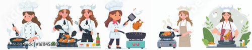 chef character vector cooking chicken