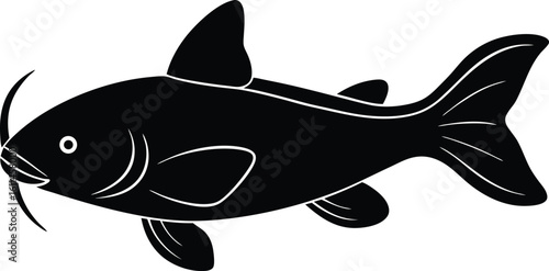 Bullhead catfish silhouette vector art illustration
