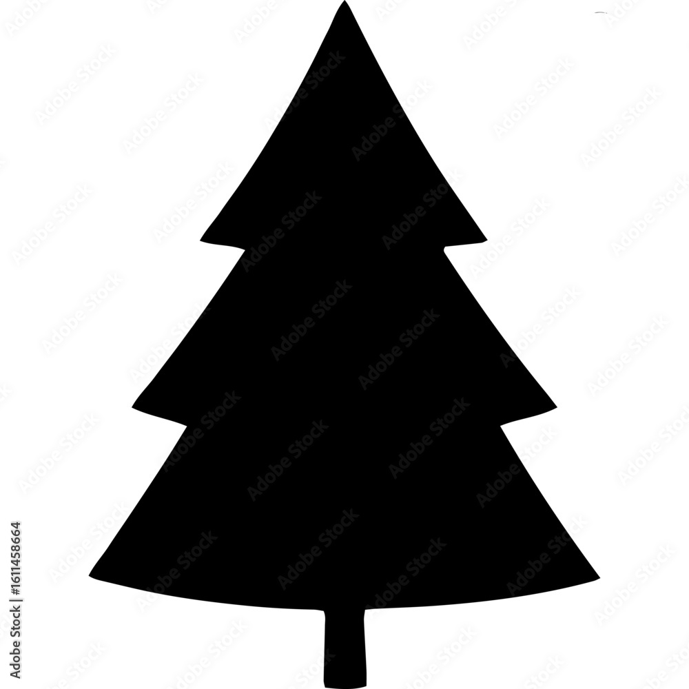 Fototapeta premium Icon of a stylized evergreen tree, black silhouette