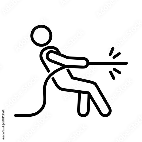 person pulling rope icon symbol of  tug of war sport