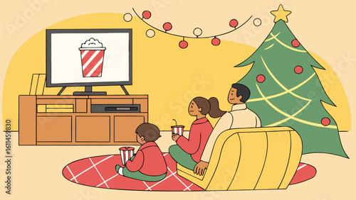 Warm festive evening watching holiday classics
