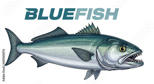 Bluefish vector illustration isolated on white.