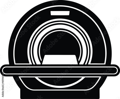 MRI machine silhouette vector art illustration
