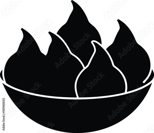 Pakora snack silhouette vector art illustration