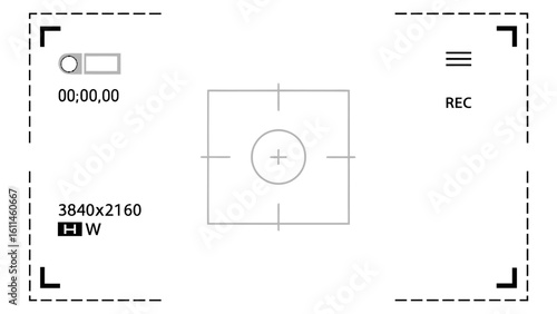 Vector art of camera viewfinder interface displaying recording status and resolution