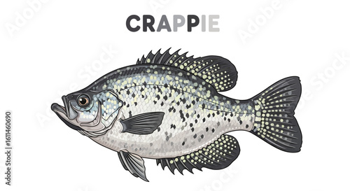 Crappie Fish Freshwater Angling White BG.