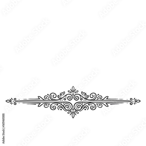 Hand-drawn charcoal sketch ornate chapter divider design with floral elements 