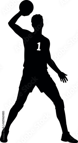 Basketball player silhouette action shot