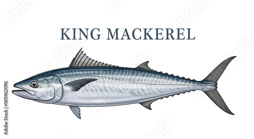 King Mackerel Fish Illustration with vector.