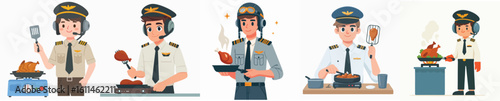 pilot character vector cooking chicken
