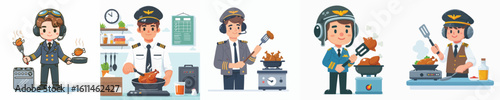 pilot character vector cooking chicken