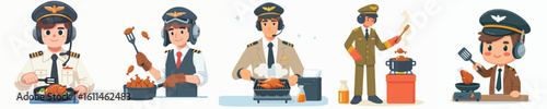 pilot character vector cooking chicken