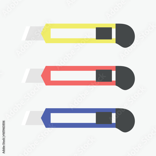 Set of colorful universal knives in flat minimalistic style. Vector illustration.