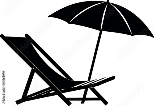 beach chair and umbrella silhouette vector, summer vector