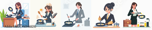 secretary character vector cooking eggs