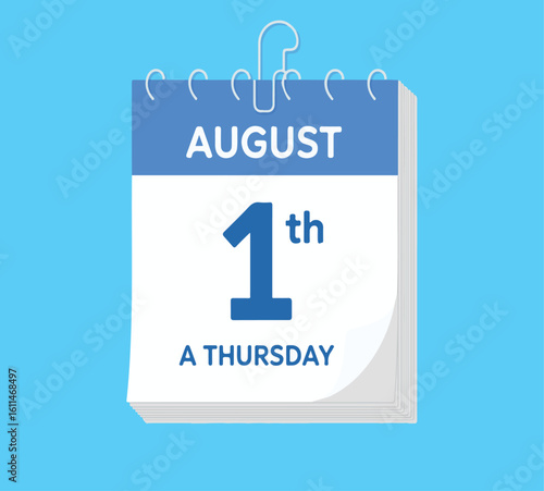 August first thursday calendar page illustration