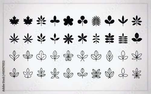 A versatile vector collection featuring diverse leaf silhouettes and organic nature elements
