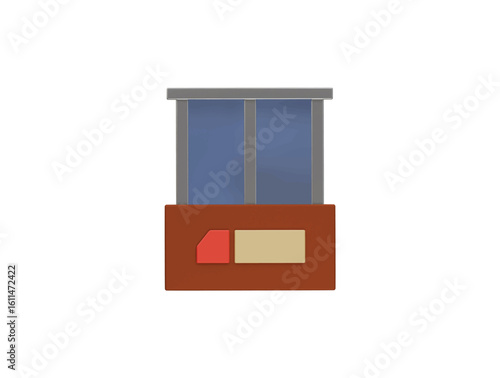 railway ticket window icon 3d illustration render