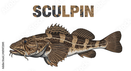 Sculpin fish Vector illustration.
