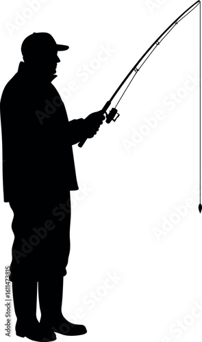Fisherman silhouette with rod