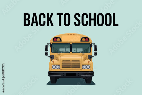 Back to School School Bus Illustration with Road 