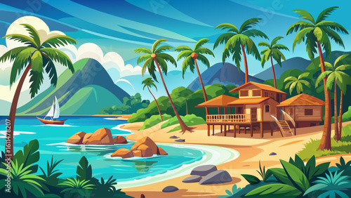 very Beautiful tropical island beach, Koh Kood island Thailand - Travel summer holiday vacation concept.