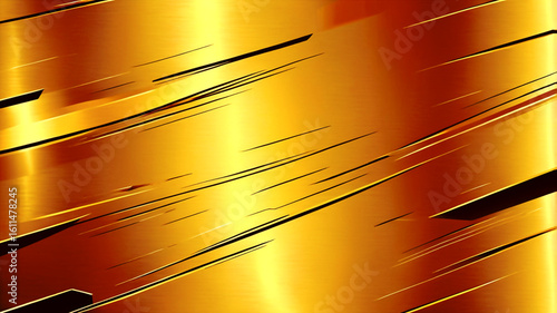 Polished gold metal texture background with steel accents