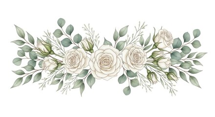 Creamy white roses eucalyptus floral arrangement green