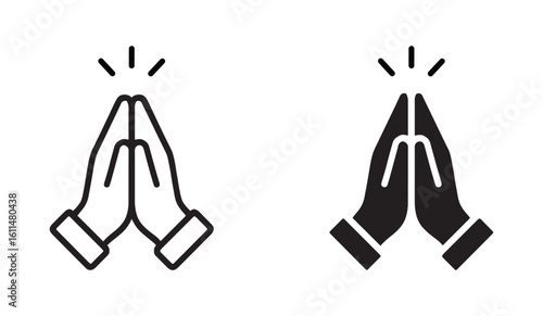 Folded Hands Sign for Gratitude. Praying hands icon , Prayer and Respect Icon.  Thank You Emoji. vector illustration . 