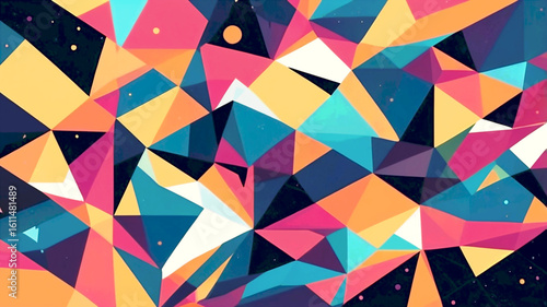 Vibrant geometric abstract background with red green and blue hues