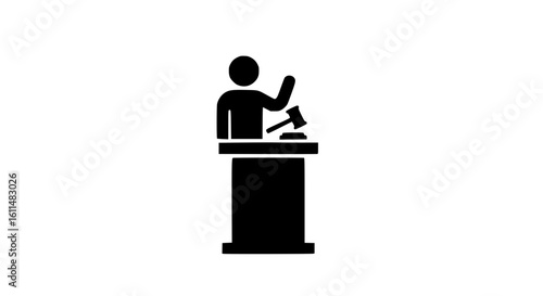 Person at a podium with a gavel