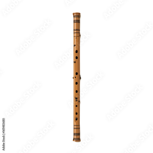 wooden flute isolated on white