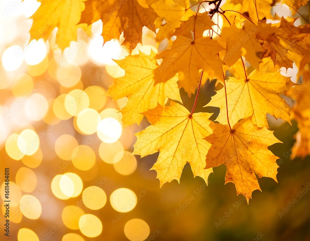 Fototapeta premium Autumn leaves with bokeh background