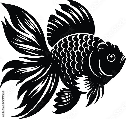 Goldfish silhouette vector illustration isolated on a white background