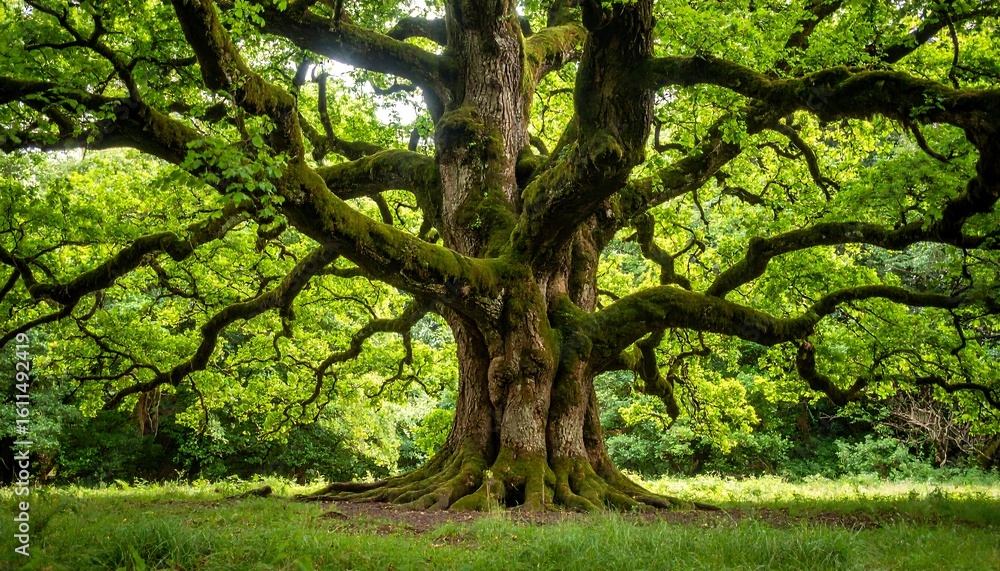 Naklejka premium Majestic old tree in lush forest