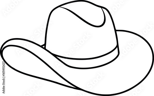 cowboy hat outline coloring book page, cowboy hat line art vector