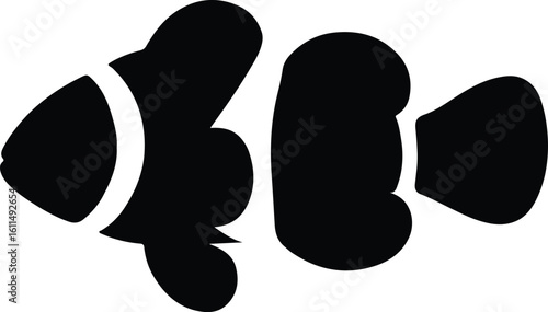 Silhouette clown fish simple design isolated vector illustrator