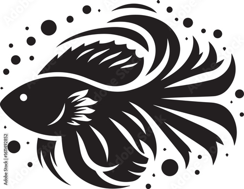 Black Fish Silhouette Vector – Iconic Logo Design for Marine and Fishing Themes