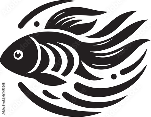 Black Fish Silhouette Vector – Iconic Logo Design for Marine and Fishing Themes