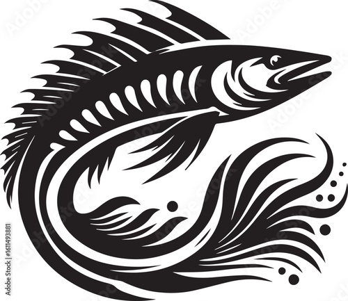 Black Fish Silhouette Vector – Iconic Logo Design for Marine and Fishing Themes