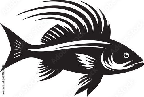 Silhouette Vector of Fish – Black Logo Art for Aquatic and Marine Brands