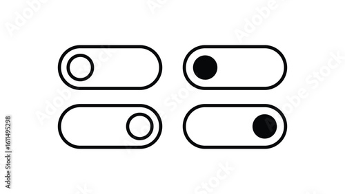 Toggle switch icon set showing on and off states