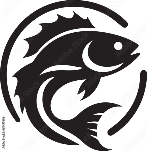 Silhouette Vector of Fish – Black Logo Art for Aquatic and Marine Brands