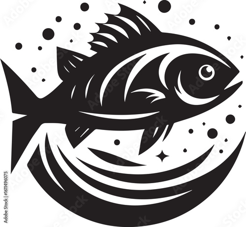Silhouette Vector of Fish – Black Logo Art for Aquatic and Marine Brands