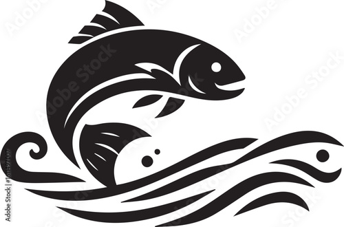 Silhouette Vector of Fish – Black Logo Art for Aquatic and Marine Brands