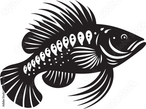 Silhouette Vector of Fish – Black Logo Art for Aquatic and Marine Brands