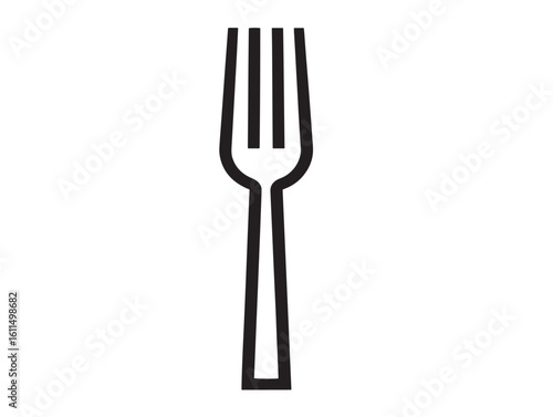 Elegant table utensil fork in outline artwork