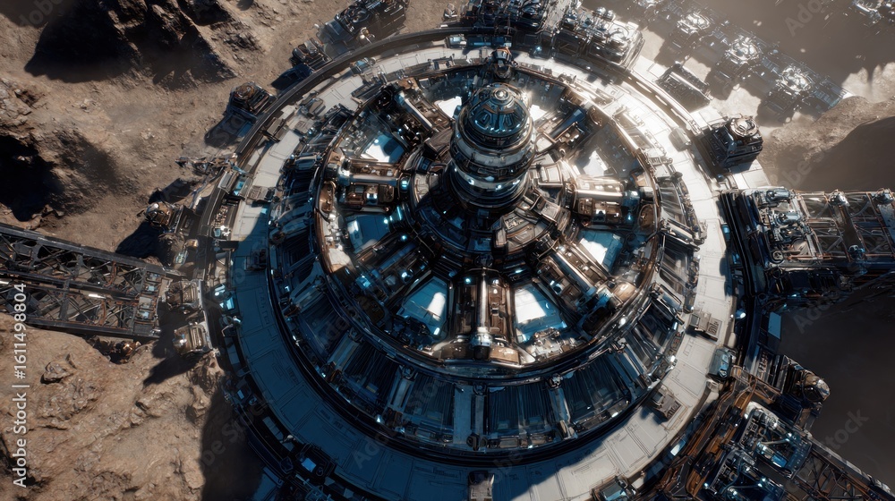Fototapeta premium Futuristic space station on alien planet