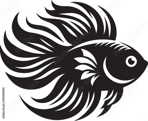 Black Fish Silhouette Vector – Iconic Logo Design for Marine and Fishing Themes