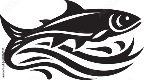 Black Fish Silhouette Vector – Iconic Logo Design for Marine and Fishing Themes